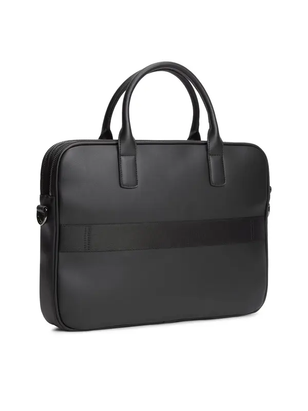 Sleek Leather Laptop Bag with Woven Detail 1 Image