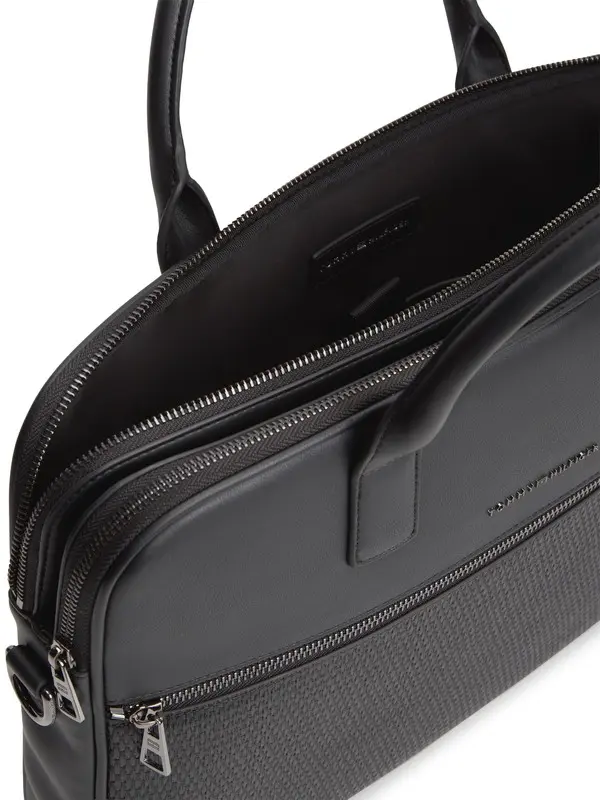 Sleek Leather Laptop Bag with Woven Detail 2 Image