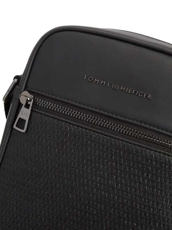 Sleek Leather Crossbody Bag with Woven Detail 2 Image