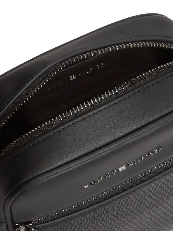 Sleek Leather Crossbody Bag with Woven Detail 3 Image