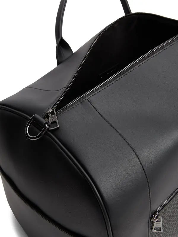Sleek Leather Duffle Bag with Woven Pocket 3 Image