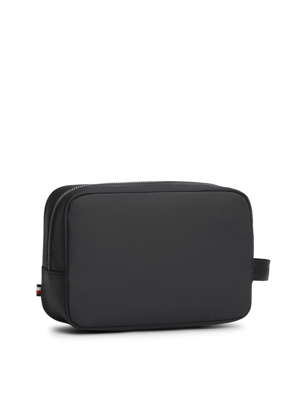 Minimalist Leather Washbag with Signature Flag Detail 1 Image