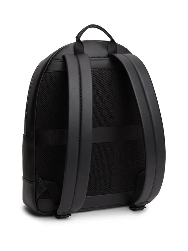 Textured Leather Backpack with Metal Logo & Zipped Pocket 1 Image