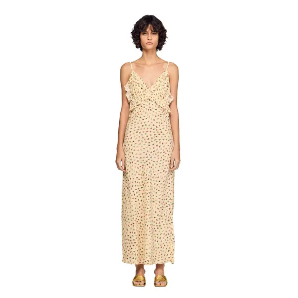 Flowing Cut Flower Print Maxi Dress 1 Image