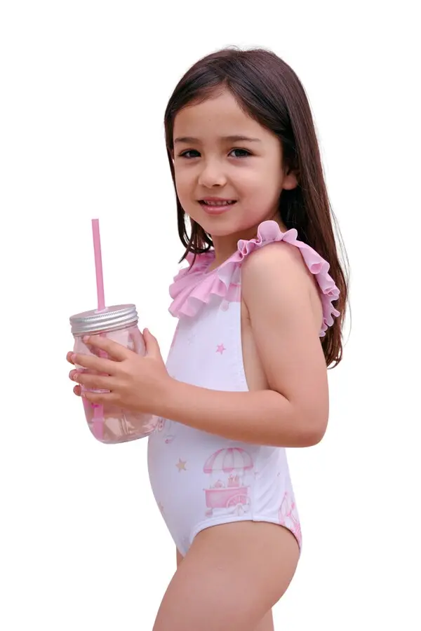 Kids Milkshake Strawberry One Piece Swimsuit 1 Image