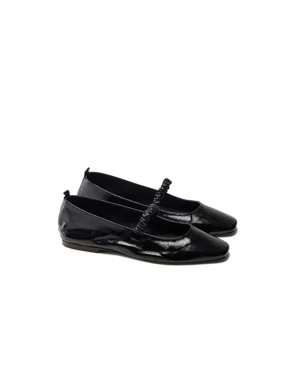 Pleated Patent Leather Mary Janes Ballerinas 1 Image
