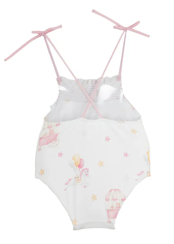 Kids Printed One Piece Swimsuit with Tie Straps 1 Image