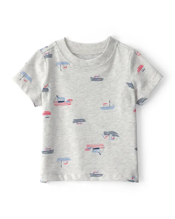 Baby Boy 2-Piece Boat Romper Set - Blue/Grey 2 Image