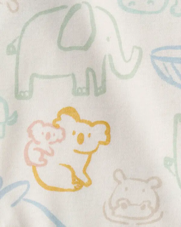 Baby Boy 5-Pack Animals Multipack Bodysuits - Ivory/Tan 2 Image