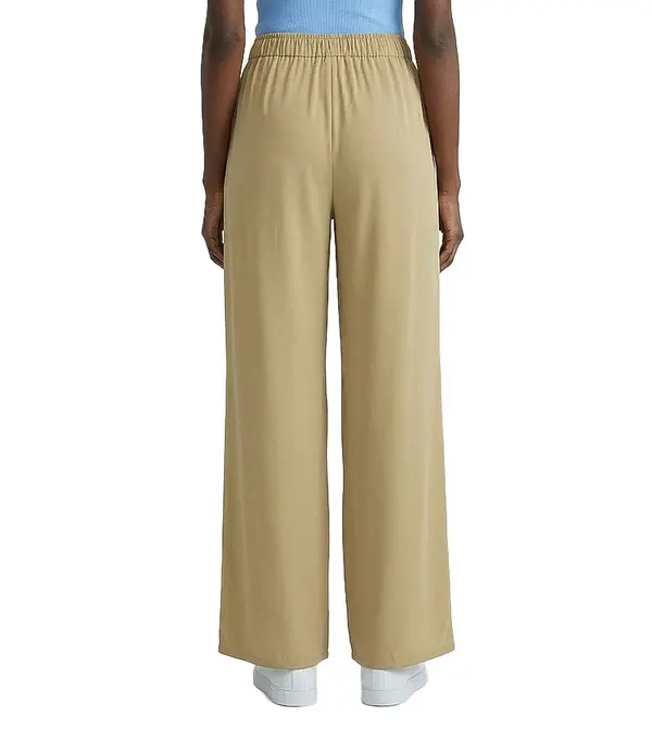 Solid Wide-Leg Drawstring Trousers 2 Image