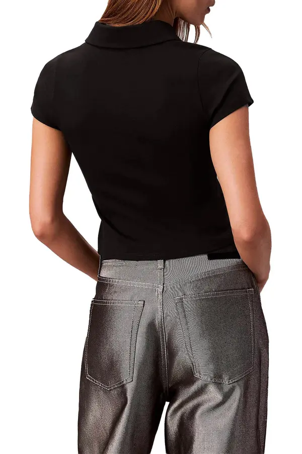 Tech Knit Cropped Polo Shirt 3 Image