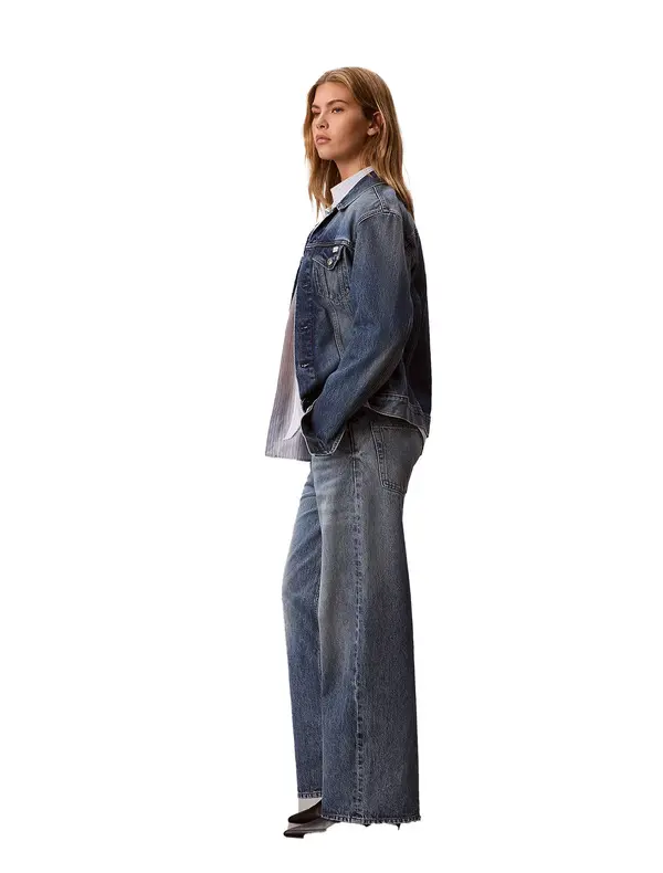 Mid-Wash Baggy Wide-Leg Jeans 3 Image