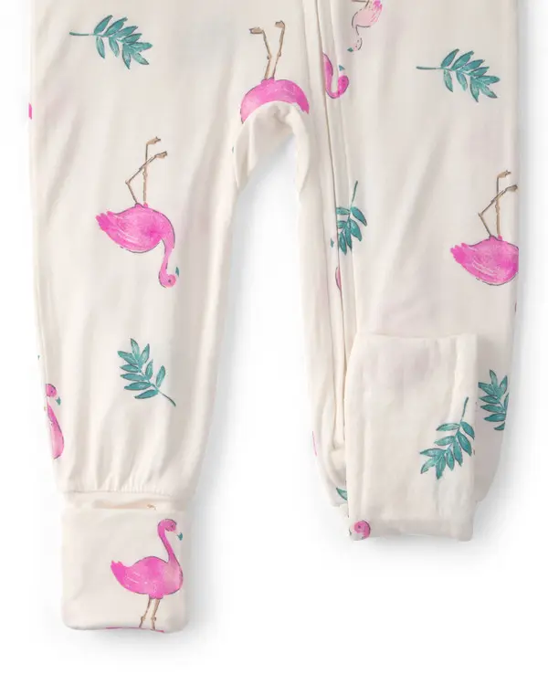 Baby Girl Flamingo Purely Soft Snug Fit 1-Piece Pajama - Ivory 1 Image