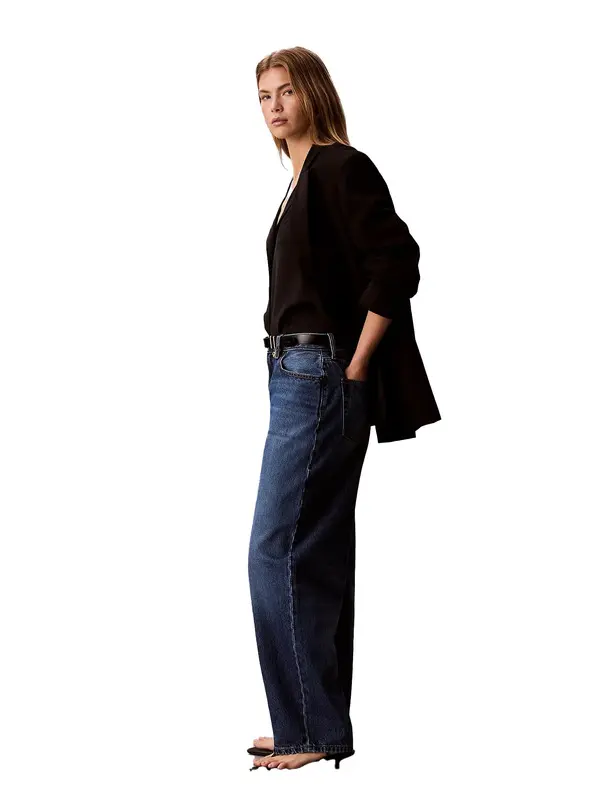 Relaxed Deep Indigo Barrel-Leg Jeans 2 Image