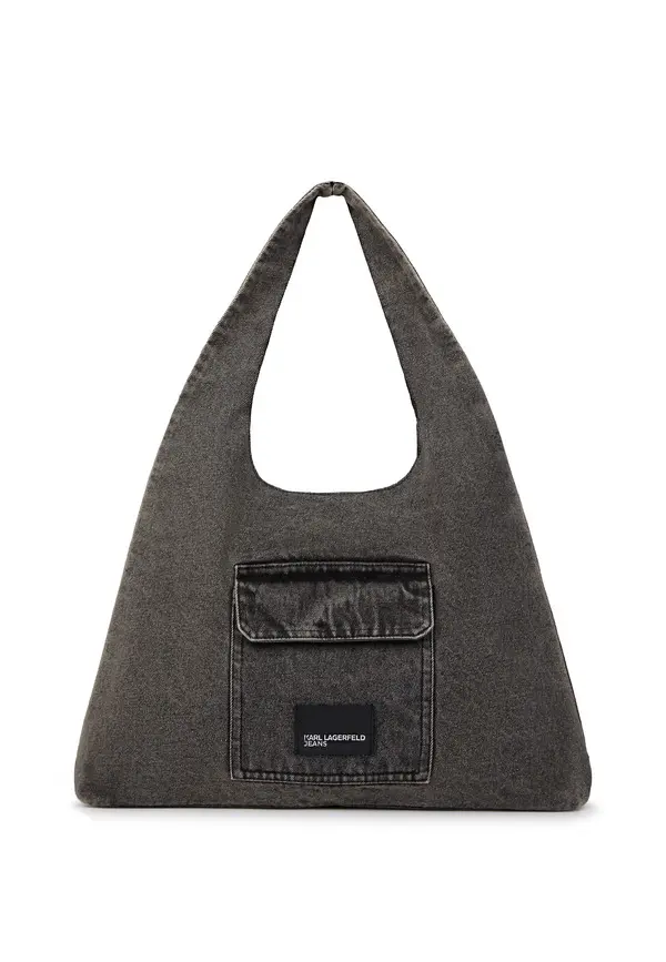 Washed Denim Oversized Shoulder Bag 4 Image