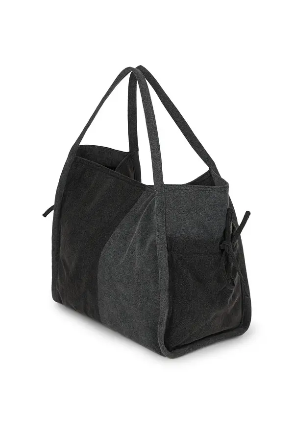 Two-Tone Washed Denim Shopper Bag 1 Image