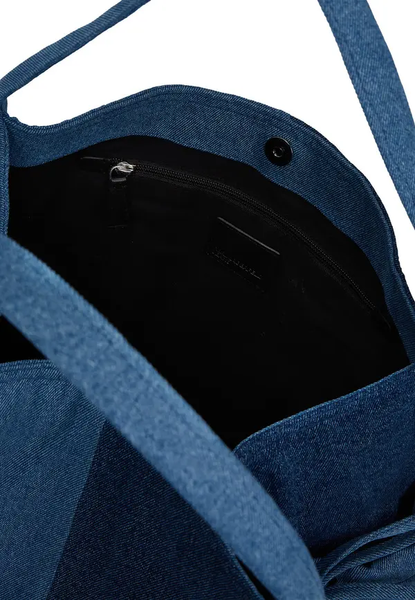 Two-Tone Blue Denim Shopper Bag 2 Image