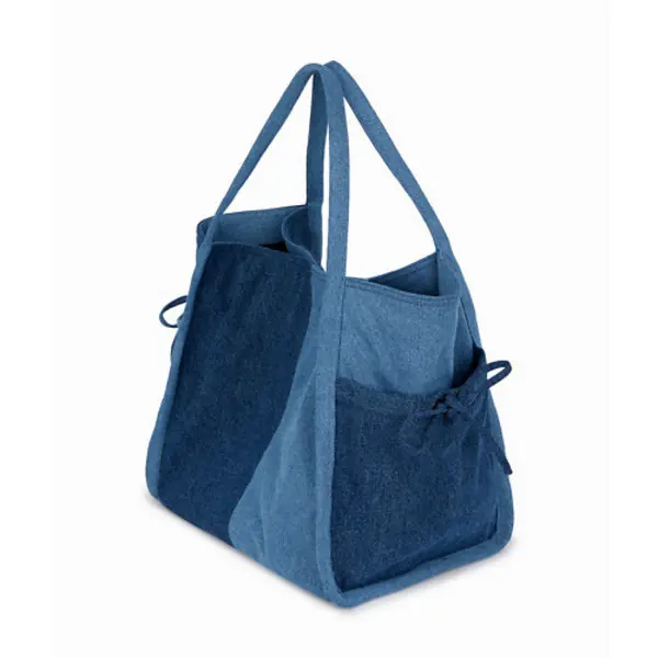 Two-Tone Blue Denim Shopper Bag 5 Image