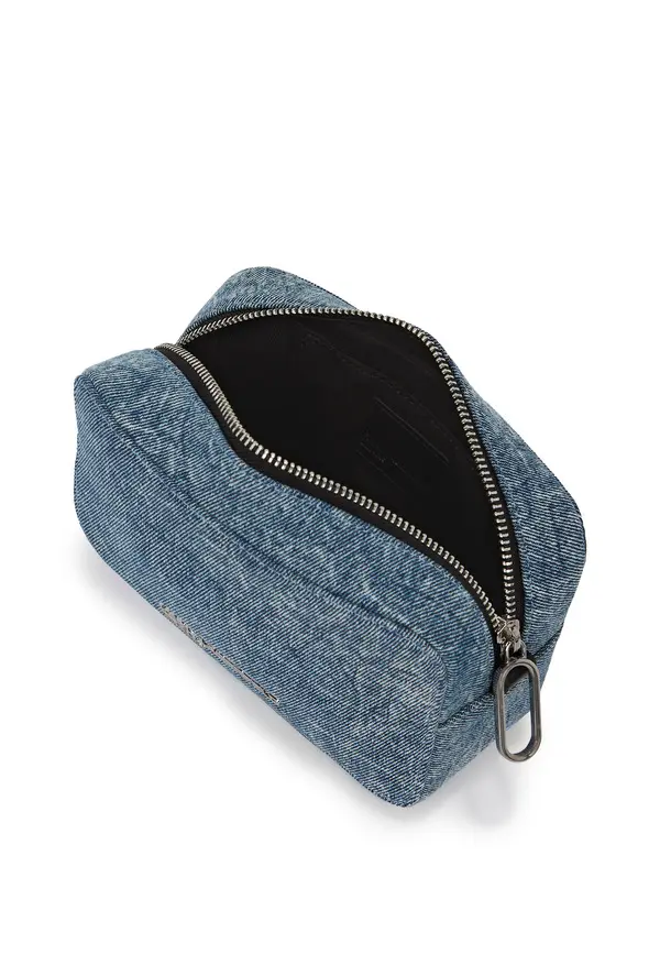 Acid Wash Denim Crossbody Bag With Chain Strap 2 Image