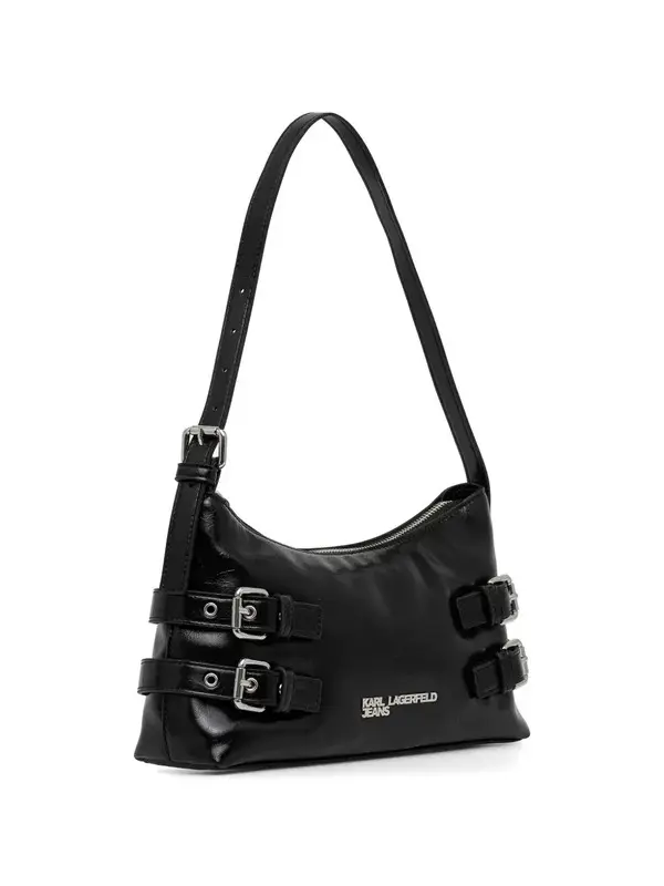 Pebbled Leather Buckle-Detail Shoulder Bag 1 Image