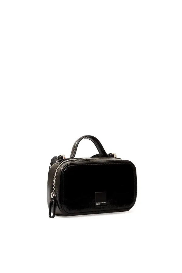 Glossy Leather Crossbody Bag With Top Handle 1 Image