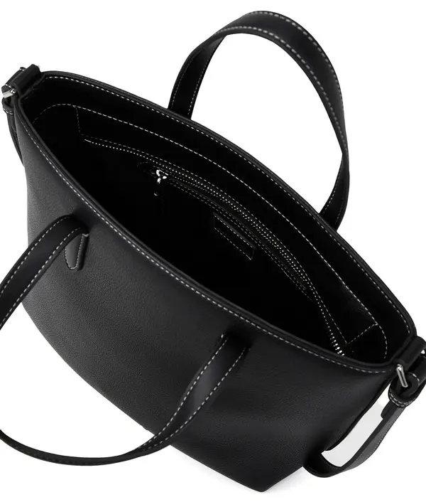 Medium Leather Tote Bag With Metal Logo  2 Image