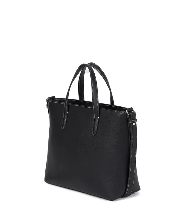 Medium Leather Tote Bag With Metal Logo  3 Image