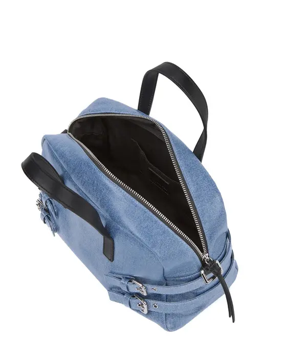 Denim Bowling Crossbody Bag With Buckles 2 Image