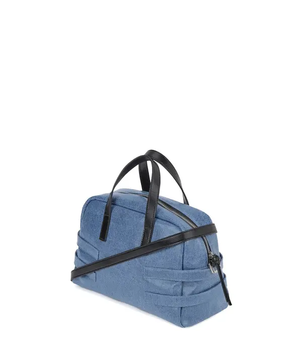 Denim Bowling Crossbody Bag With Buckles 4 Image