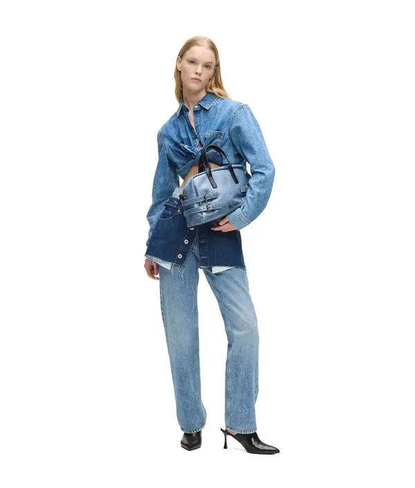 Denim Bowling Crossbody Bag With Buckles 5 Image