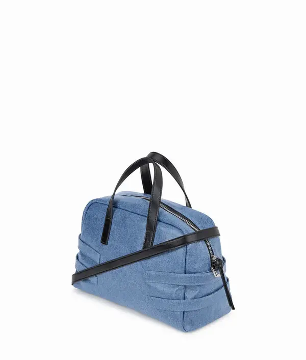 Denim Bowling Crossbody Bag With Buckles 6 Image