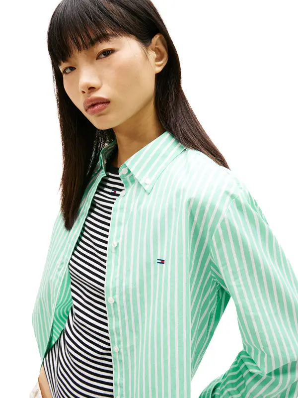 Vertical Stripe Badge Poplin Shirt 1 Image