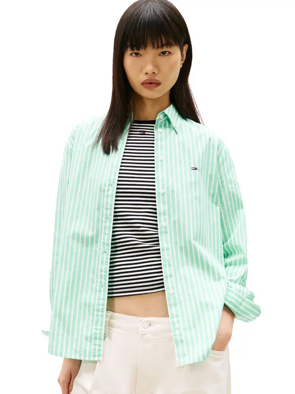 Vertical Stripe Badge Poplin Shirt 4 Image