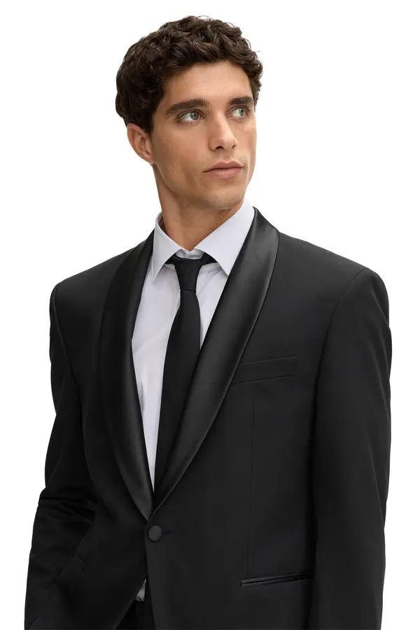 Slim Fit Rounded Lapel Collar Blazer 1 Image