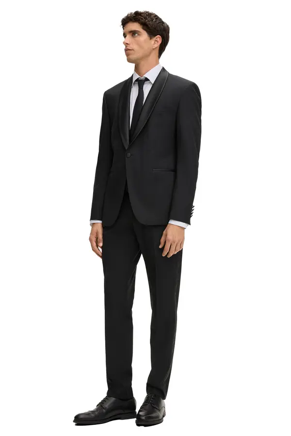 Slim Fit Rounded Lapel Collar Blazer 2 Image