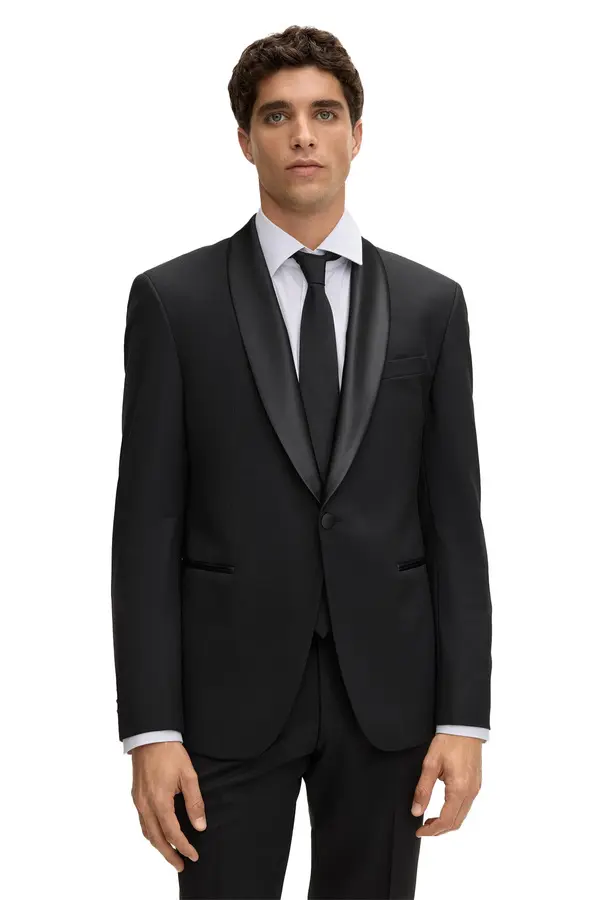 Slim Fit Rounded Lapel Collar Blazer 3 Image