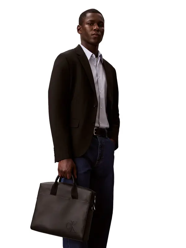 Soft Leather Embossed Monogram Commuter Bag 2 Image