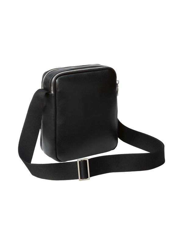 RaisedPocketLeatherReporterCrossbodyBagwithMetalLogo 3 Image