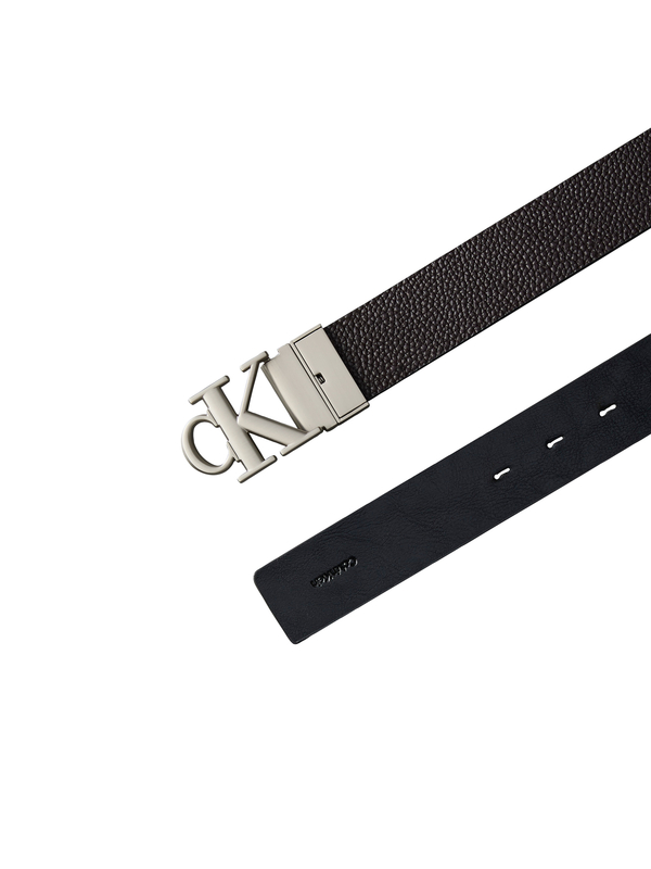 Pebbled Leather Reversible Beltwith CK Monogram Buckle 1 Image