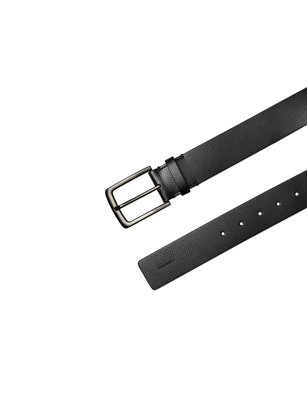 Square Buckle Pebbled Leather Belt 2 Image