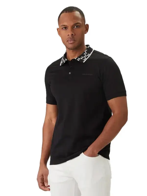 Monogram Collar Piqué Polo with Buttons 1 Image