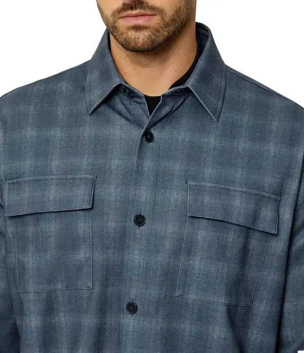 Relaxed Fit Textured Plaid Overshirt 1 Image