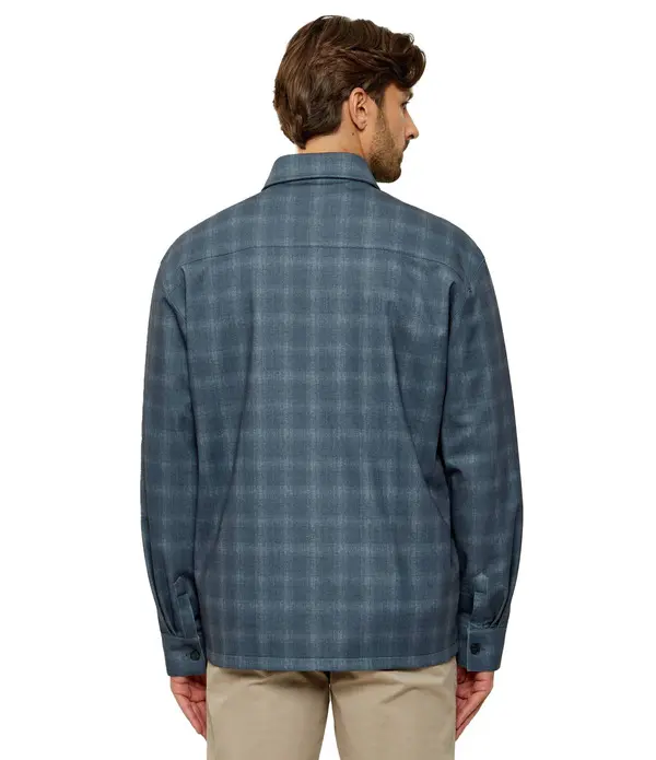 Relaxed Fit Textured Plaid Overshirt 2 Image