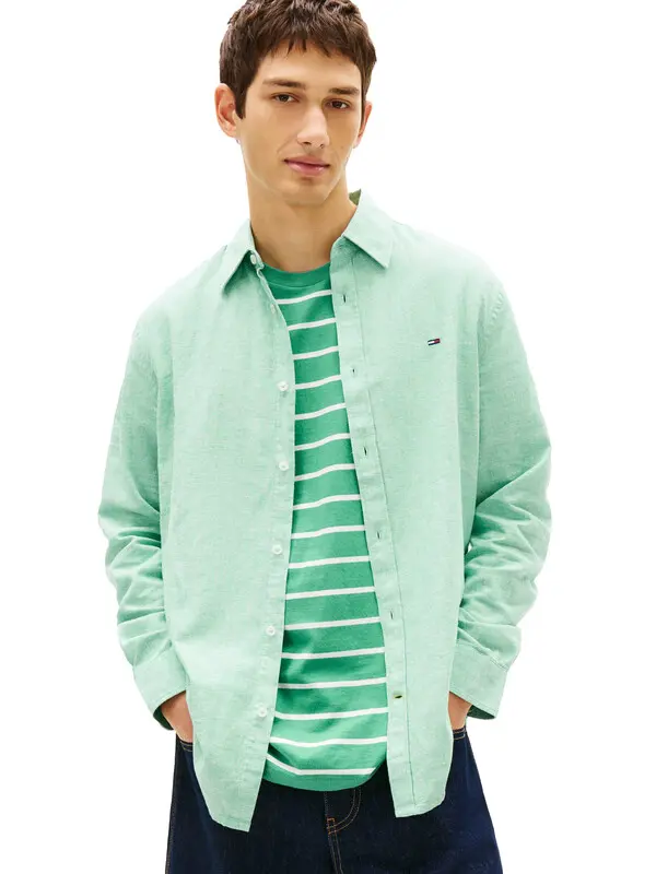 Linen Blend Long Sleeve Shirt 3 Image