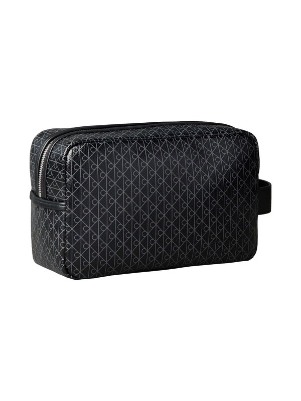 Logo Patterned Leather Wash Bag 1 Image
