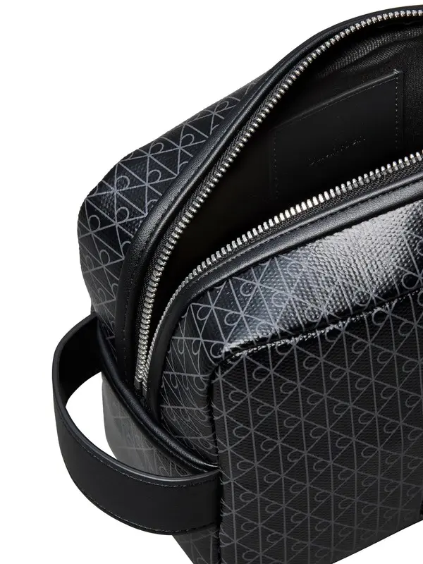 Logo Patterned Leather Wash Bag 2 Image