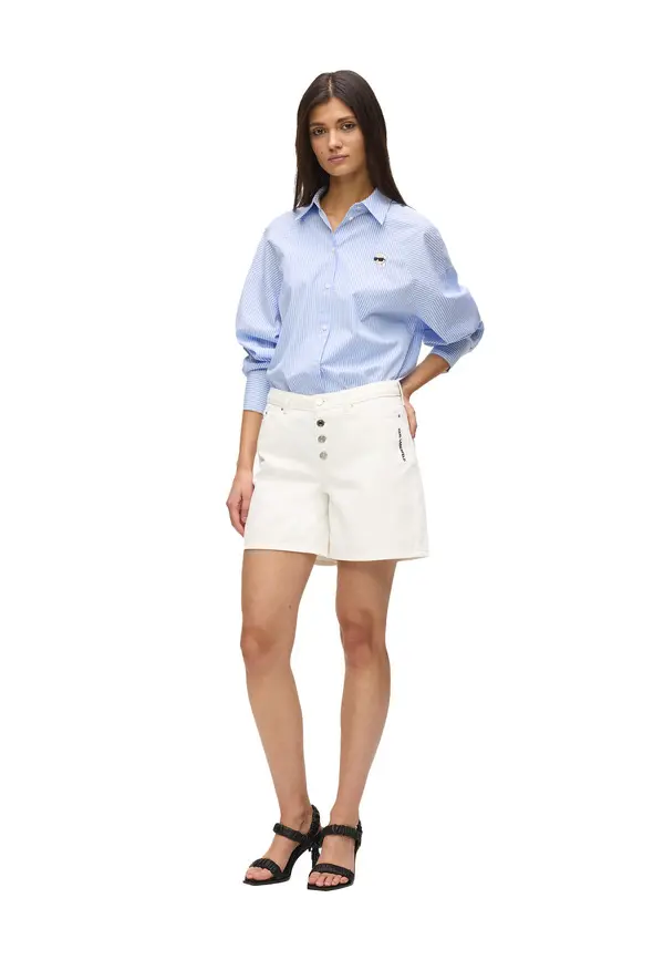 Regular Fit Button-Fly Denim Shorts 2 Image