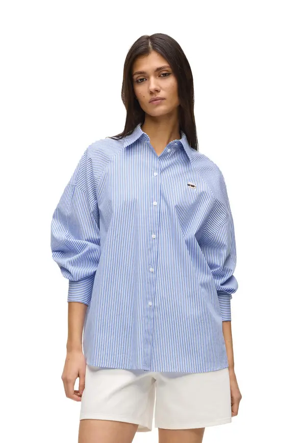 Oversized Striped Long Sleeve Shirt 2 Image