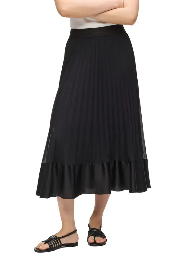 Satin Pleated Long Skirt 1 Image