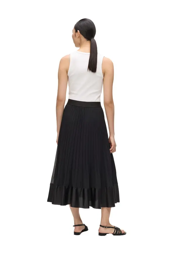 Satin Pleated Long Skirt 2 Image